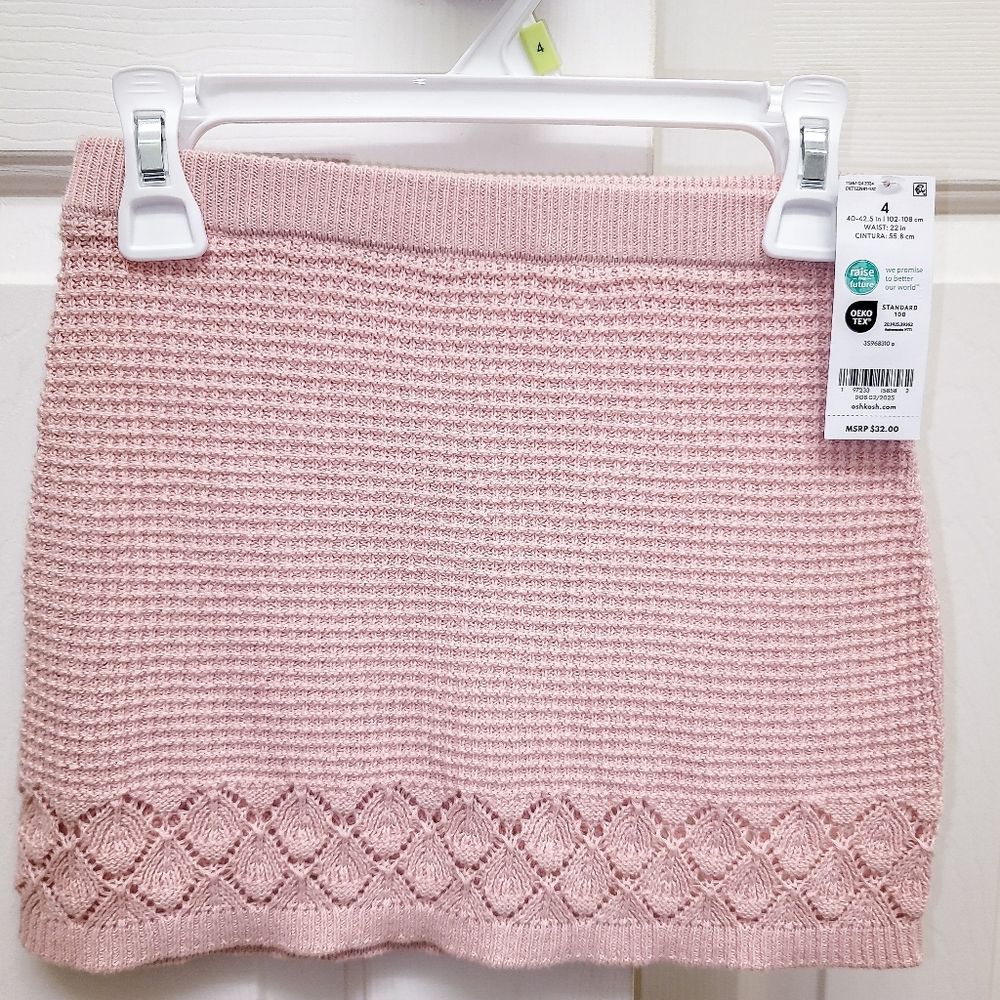 NWT OshKosh B'gosh Pink Knitted Mini Pencil Skirt Girls Size 4